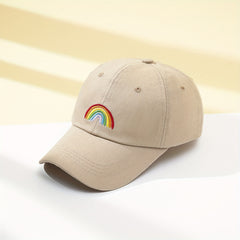 Rainbow Embroidery Baseball Cap Lightweight Solid Couple Sun Hat Unisex