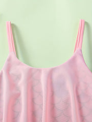 Girls Fish Scale Print Swimsuit Stylish Swimwear For Kids