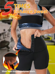 Sleeveless Body Shaper Sauna Sweat Top & Fitness Tummy Control Shorts Suit