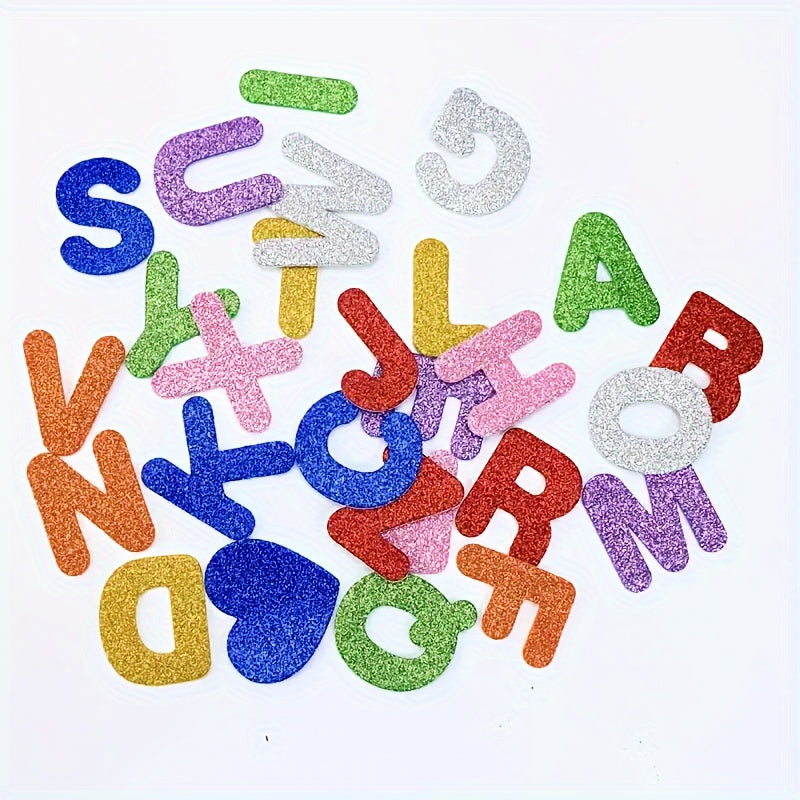 Colorful Glitter A Letter Stickers Foam Self-adhesive Patches English Stickers