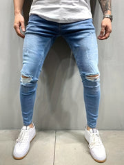 Men's Slim Fit Ripped Jeans Casual Denim Pants