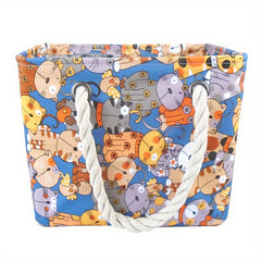 Cartoon Print Bath Basket Portable Storage Bag Travel Organizer