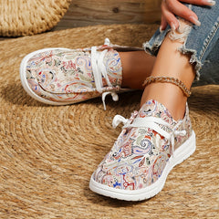Women's Paisley Graphic Slip On Canvas Shoes Lightweight Sneakers