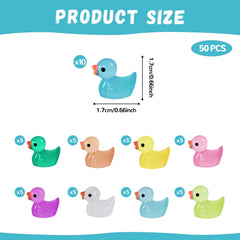 50pcs Mini Resin Ducks Glow In The Dark Luminous Colorful Duck