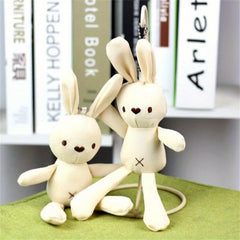 6pcs Corn Rabbit Plush Toy Beige & Rabbit with Brown Ears Overalls & Red Pants