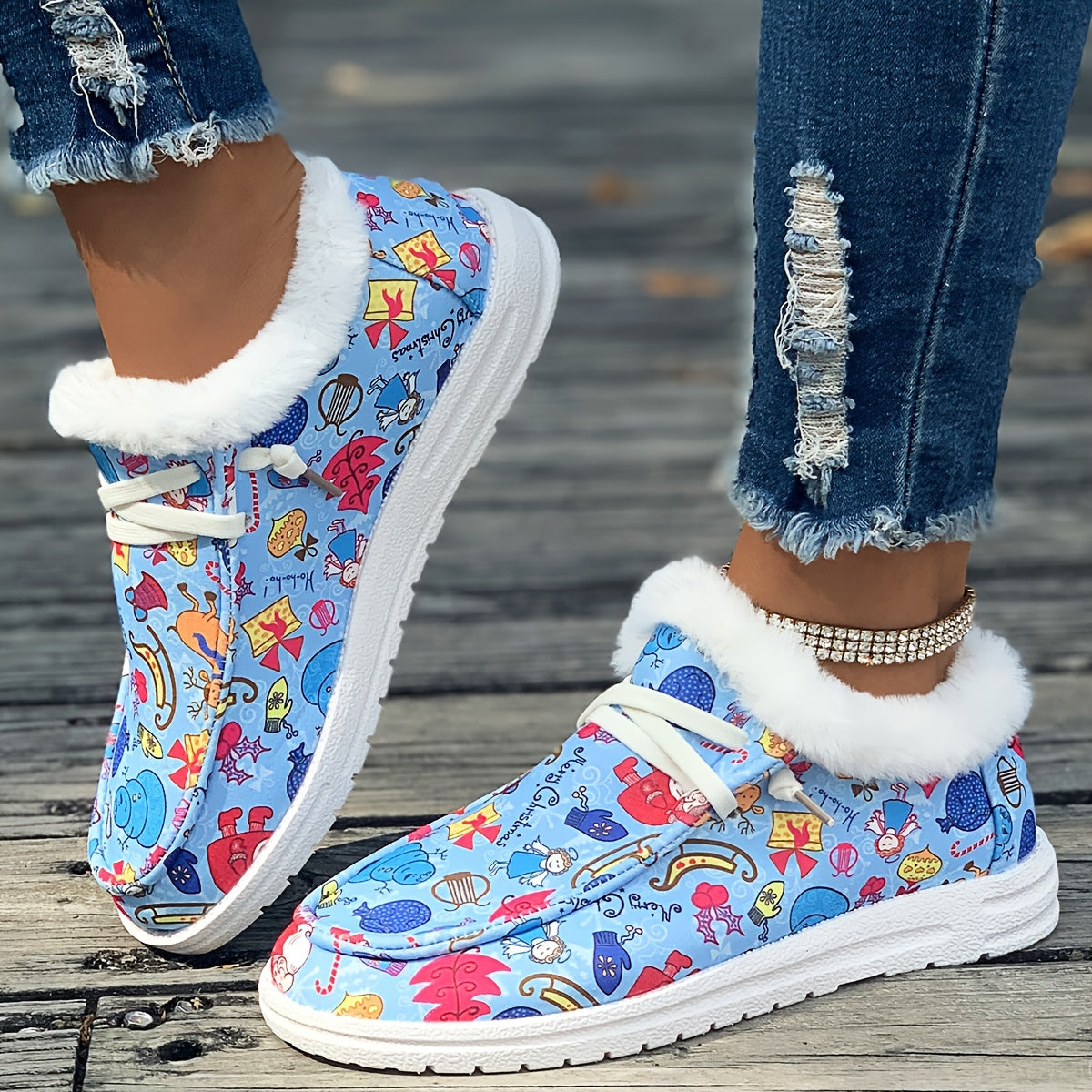 Women's Christmas Snow Boots with Santa Claus Designs