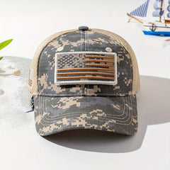 American Flag Camo Trucker Hat Baseball Cap Men's Sunshade Hat