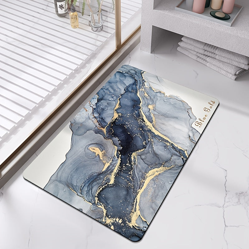 Marble Pattern Bath Rug Non Slip Quick Dry Bath Mat
