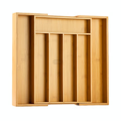 Bamboo Expandable Utensil Holder Drawer Organizer Adjustable Cutlery Tray