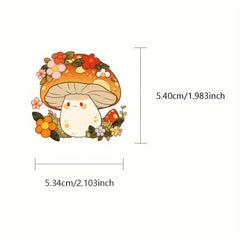 50pcs Cartoon Mushroom Vinyl Stickers for Laptops Phones Cars Water Bottles