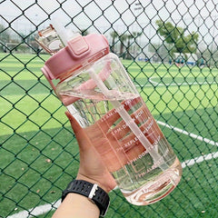 2L 67oz Sports Water Bottle with Straw and Time Marker