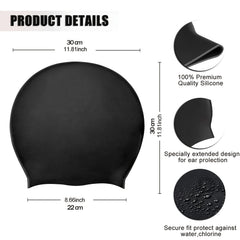 Oversized Waterproof Silicone Swimming Cap for Thick Curly Hair