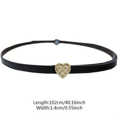 Heart Buckle PU Leather Belt Thin Casual Skirt Belt