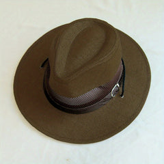 Mesh Hollow Fedora Sun Hat Wide Brim Cowboy Straw Jazz Hat