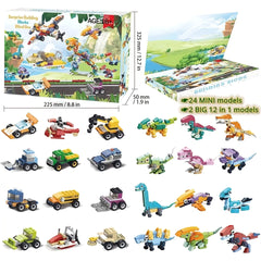 Dino Building Blocks 24 Grids Set Dinosaur Toy 24 Days Countdown
