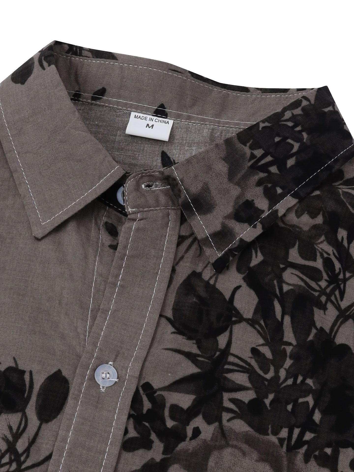 Men's Casual Flowery Pattern Crew Neck Short Sleeve Cotton T-shirt