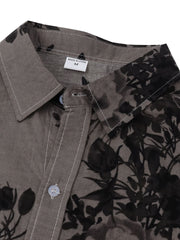 Men's Casual Flowery Pattern Crew Neck Short Sleeve Cotton T-shirt