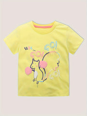 3pcs Girls Cotton Animal Print T-shirt Set, Comfy Tees for Summer