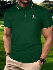 Men's Cartoon Graphic Polo Shirt Active Stretch Lapel Button Up Short Sleeve