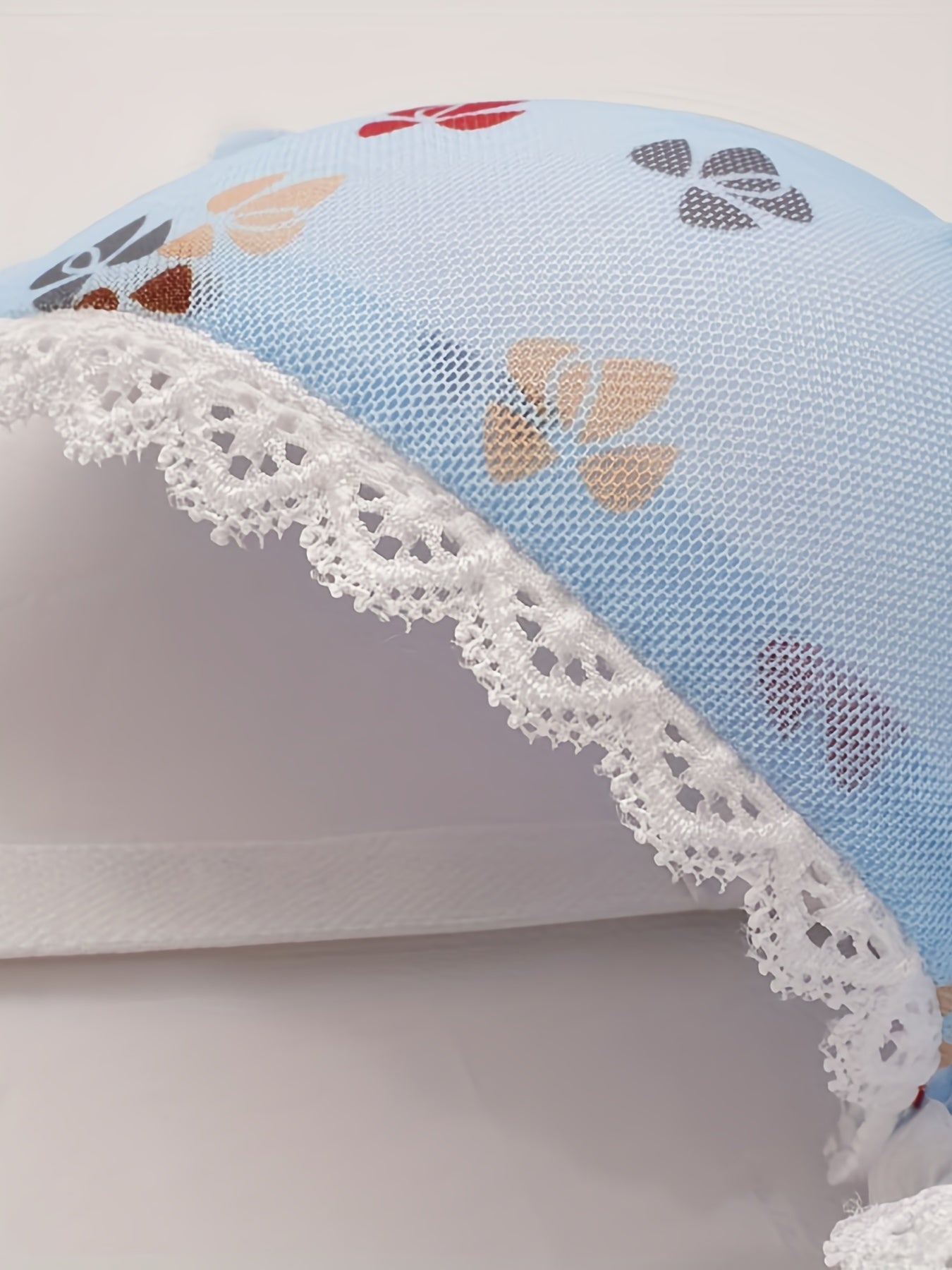 Bow Print Push Up Bra Lace Trim Tie Women's Lingerie