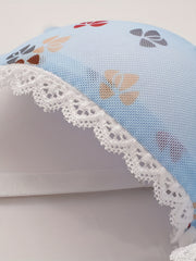 Bow Print Push Up Bra Lace Trim Tie Women's Lingerie