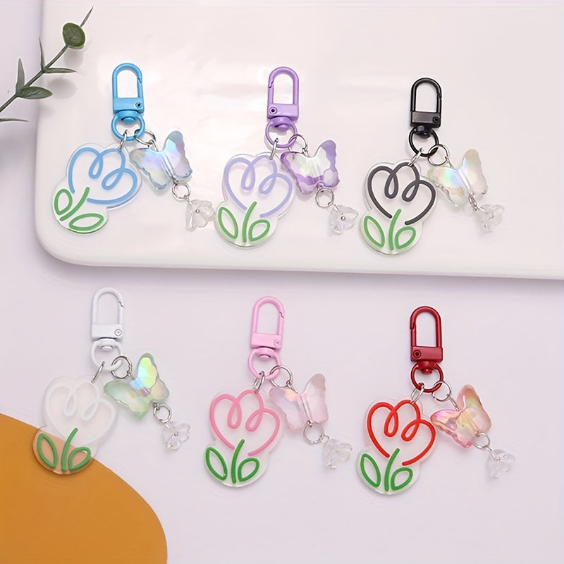 Acrylic Colorful Flower Keychain Pendant Bag Decoration