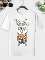 Men's Cartoon Rabbit Print T shirt Outdoor Tee