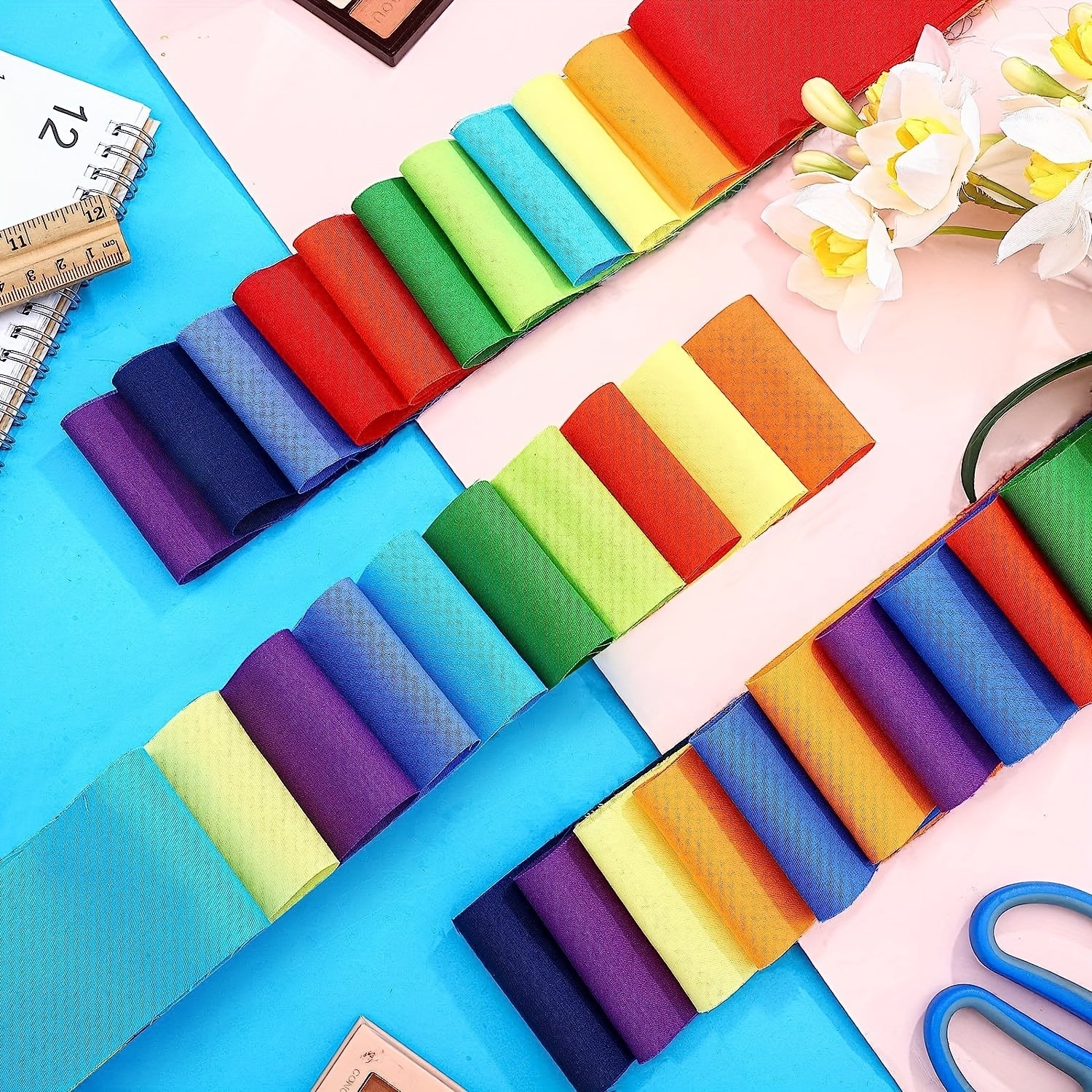 40pcs Cotton Solids Quilting Roll Fabric for DIY Craft