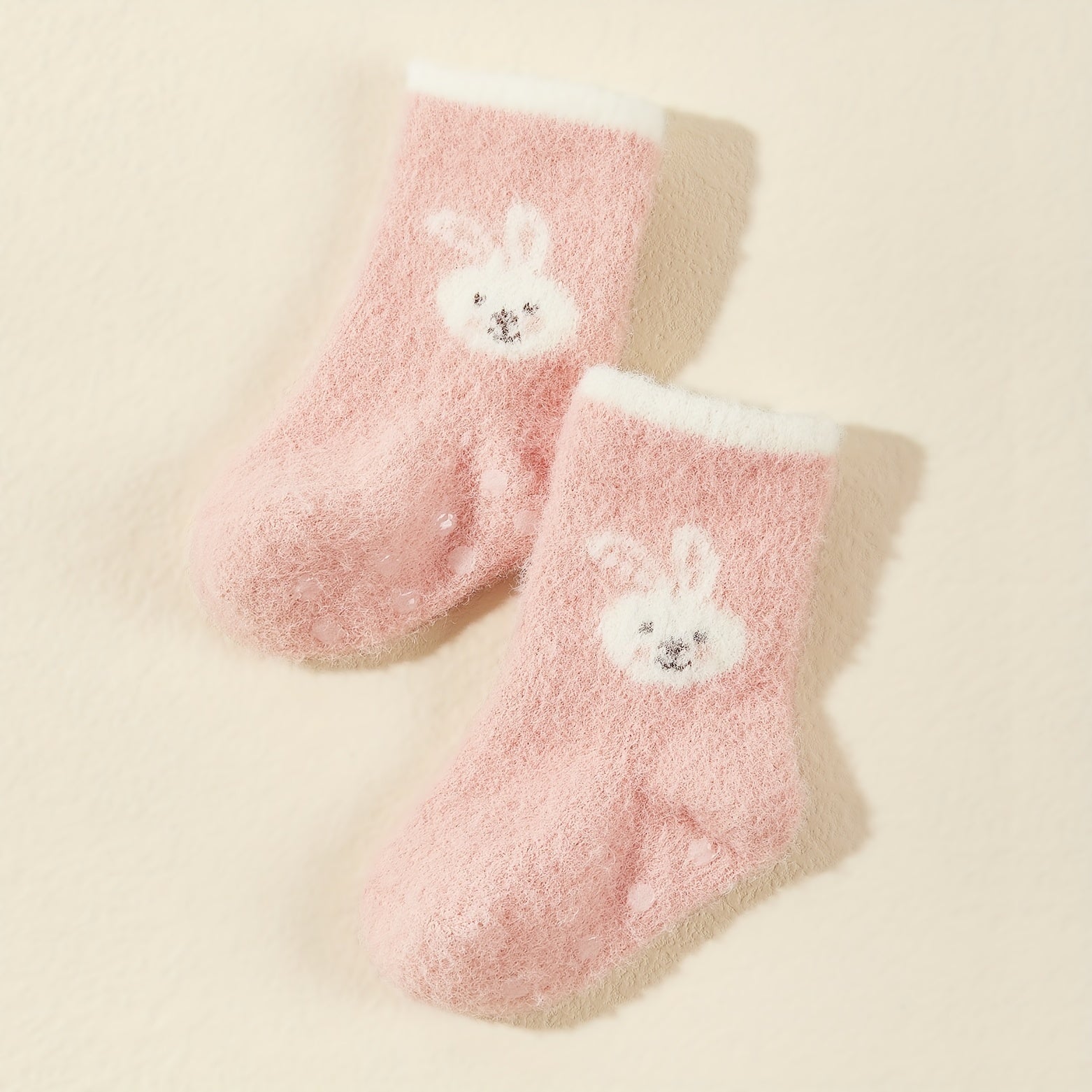3pairs Baby Girls Cartoon Plush Non-slip Floor Socks for Autumn and Winter