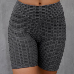 Honeycomb Textured Yoga Shorts High Waist Fitness Gym Exercise Women's Activewea