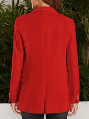 Solid Lapel Open Front Blazer Women's Clothing