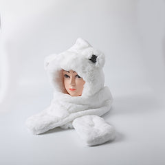 Bear Hat Gloves Scarf Hat Winter Warm Animal Theme Hat Women Girls