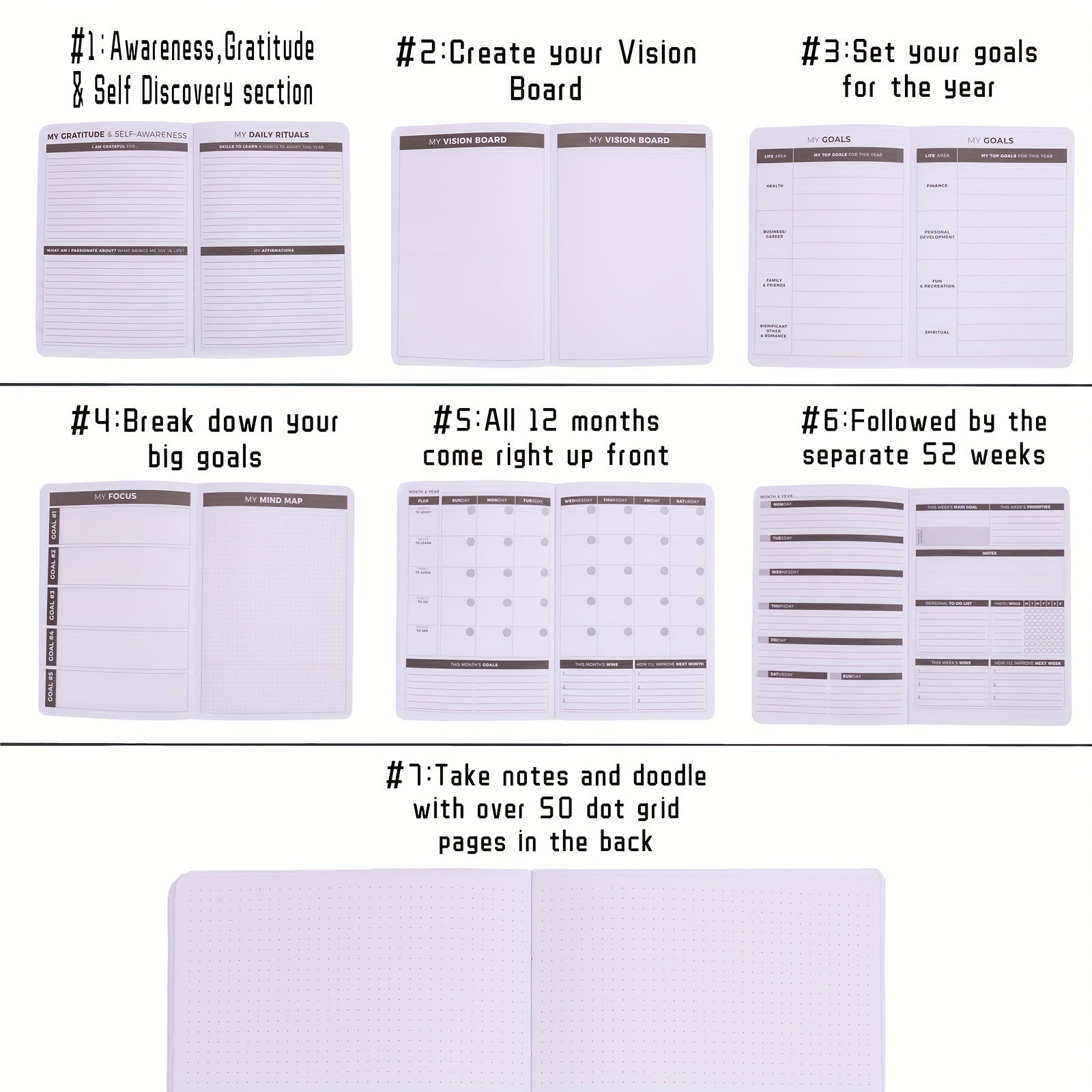 SULIRUN1981 Planner Weekly & Monthly Planner A5 Size 14 48 21 08 Cm