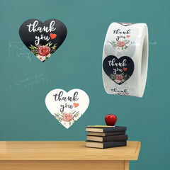 Heart Shaped Thank You Stickers Roll - 500pcs