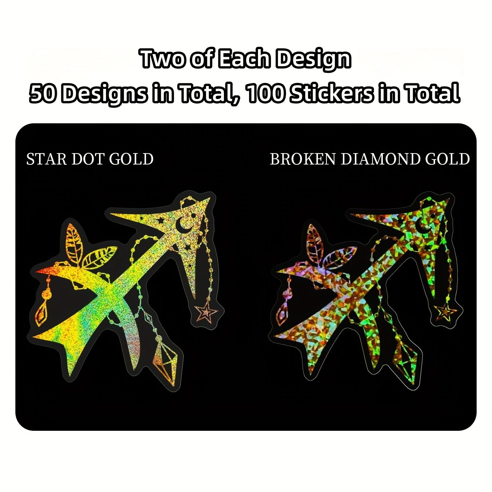 100pcs Zodiac Laser Stickers for DIY Water Bottles Laptops Phones