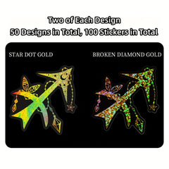 100pcs Zodiac Laser Stickers for DIY Water Bottles Laptops Phones