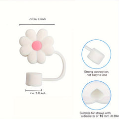 Flower Shaped Silicone Straw Cover Reusable Stopper Dustproof Leakproof Plugs