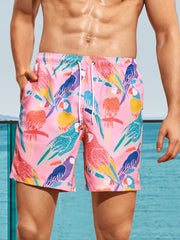 Geometric Bird Pattern Swim Trunk Men's Swimwear for Beach Pool