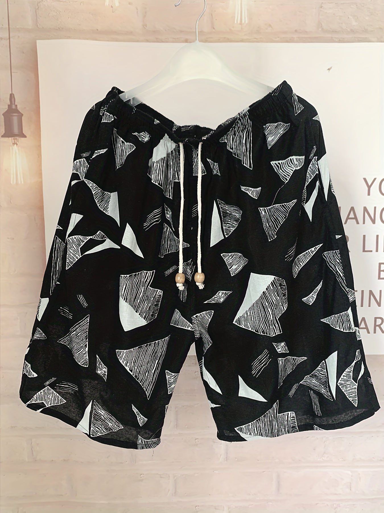 Stones Print Casual Drawstring Summer Pool Beach Shorts Men's Lounge Shorts