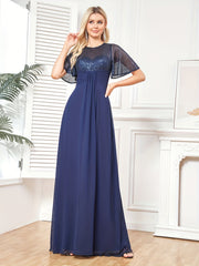 Sequined Flutter Sleeve Aline Dress