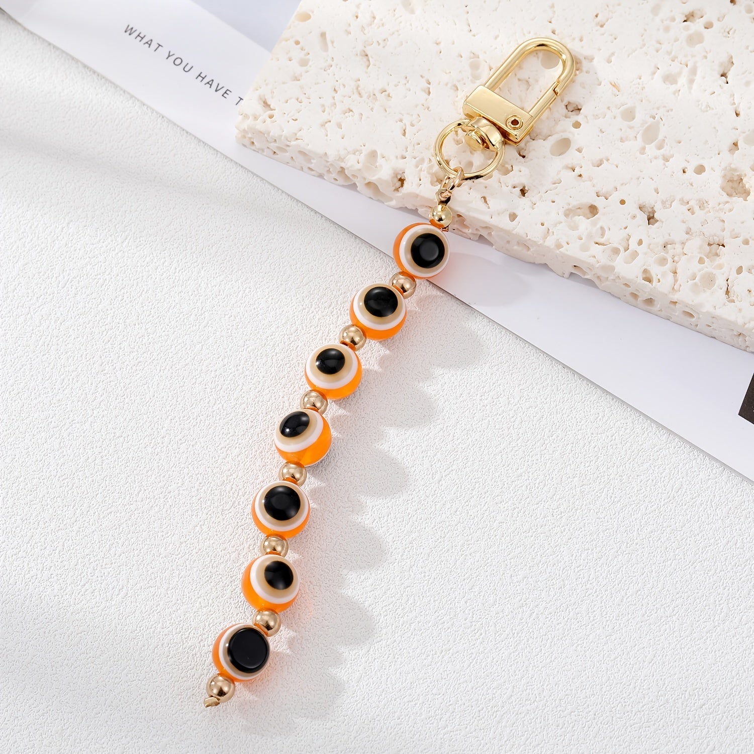 Boho Rainbow Evil Eye Beads Keychain Key Ring Lucky Eye Bag Car Accessories