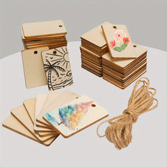 50pcs Wooden Geometric Ornaments Home Decoration Wood Chips Rectangle
