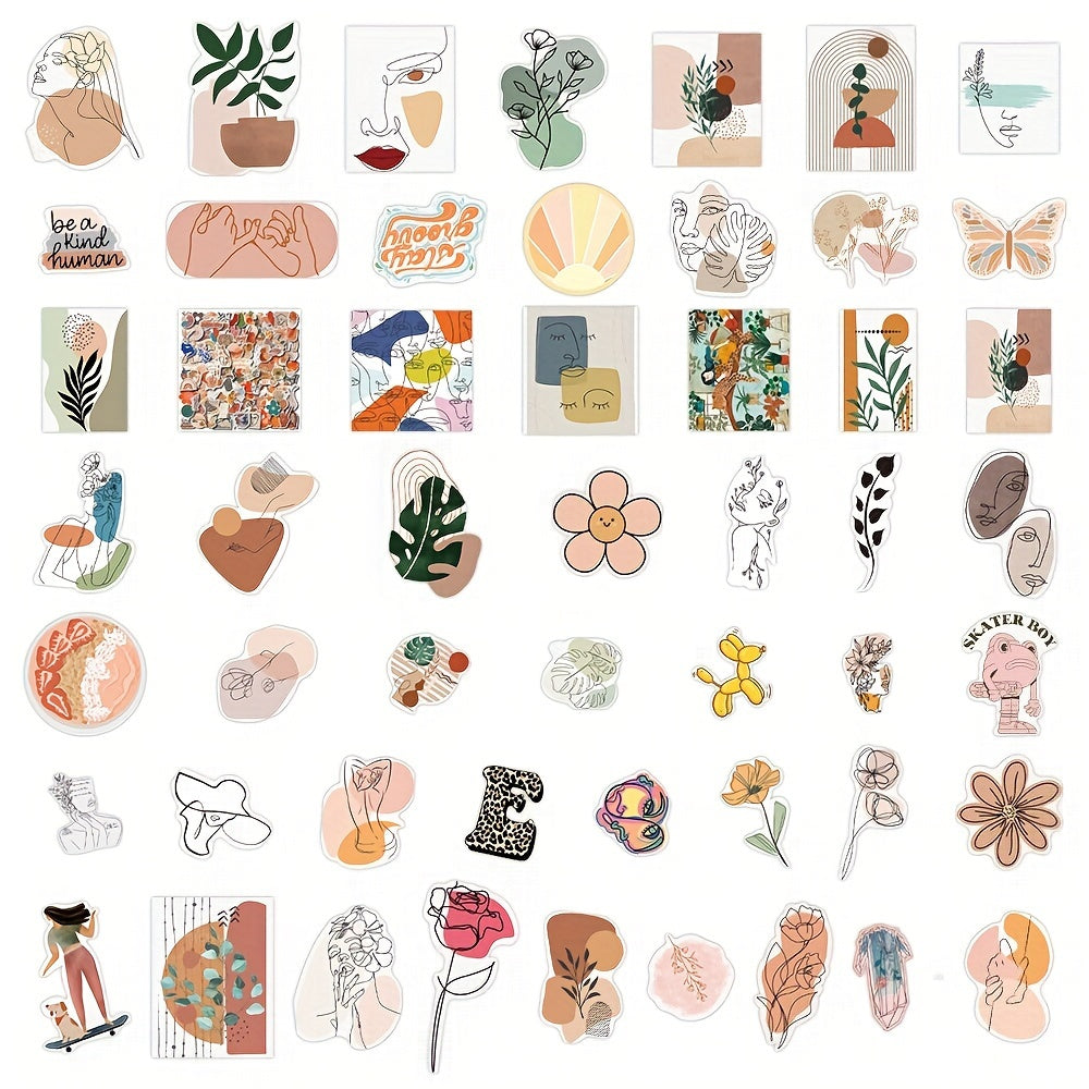 50pcs Bohemian Style Exotic Art Series Stickers For Laptop Water Cup Decoration