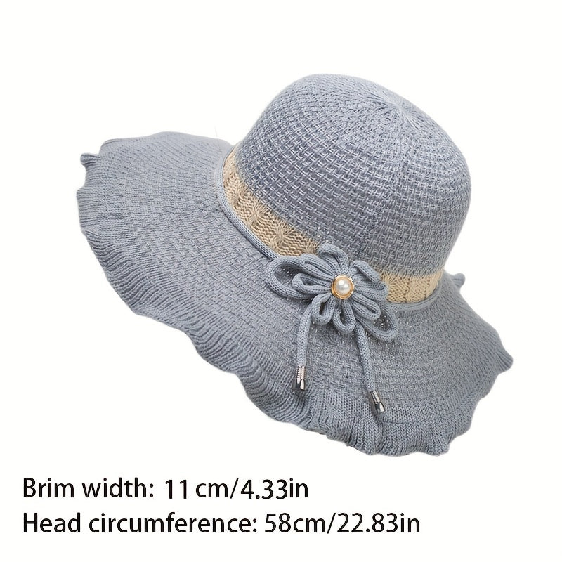Crochet Sun Hat Wide Brim Summer Sunscreen Basin Hat