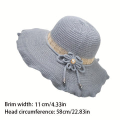 Crochet Sun Hat Wide Brim Summer Sunscreen Basin Hat