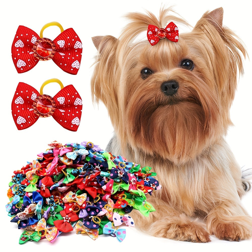 20pcs Bowknot Hair Ties for Pets - Stylish Accessories for Grooming