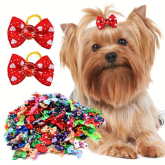20pcs Bowknot Hair Ties for Pets - Stylish Accessories for Grooming