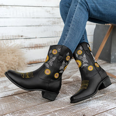 Women's Floral Embroidered Block Heel Western Boots