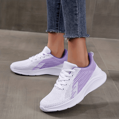 Women's Knitted Running Shoes Lace Up Sport Shoes Breathable Walking Shoes