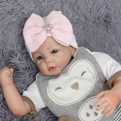 Striped Knit Head Wrap with Rhinestones for Baby Girls